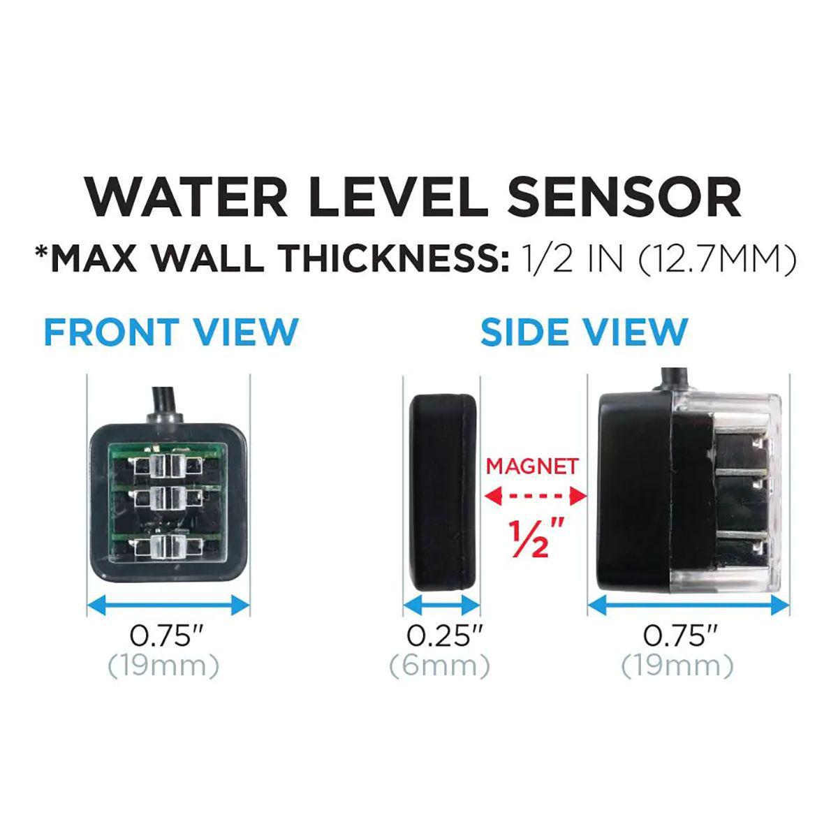 Hydros Triple Optical ATO Kit close up of water level sensor showing dimensions of each side