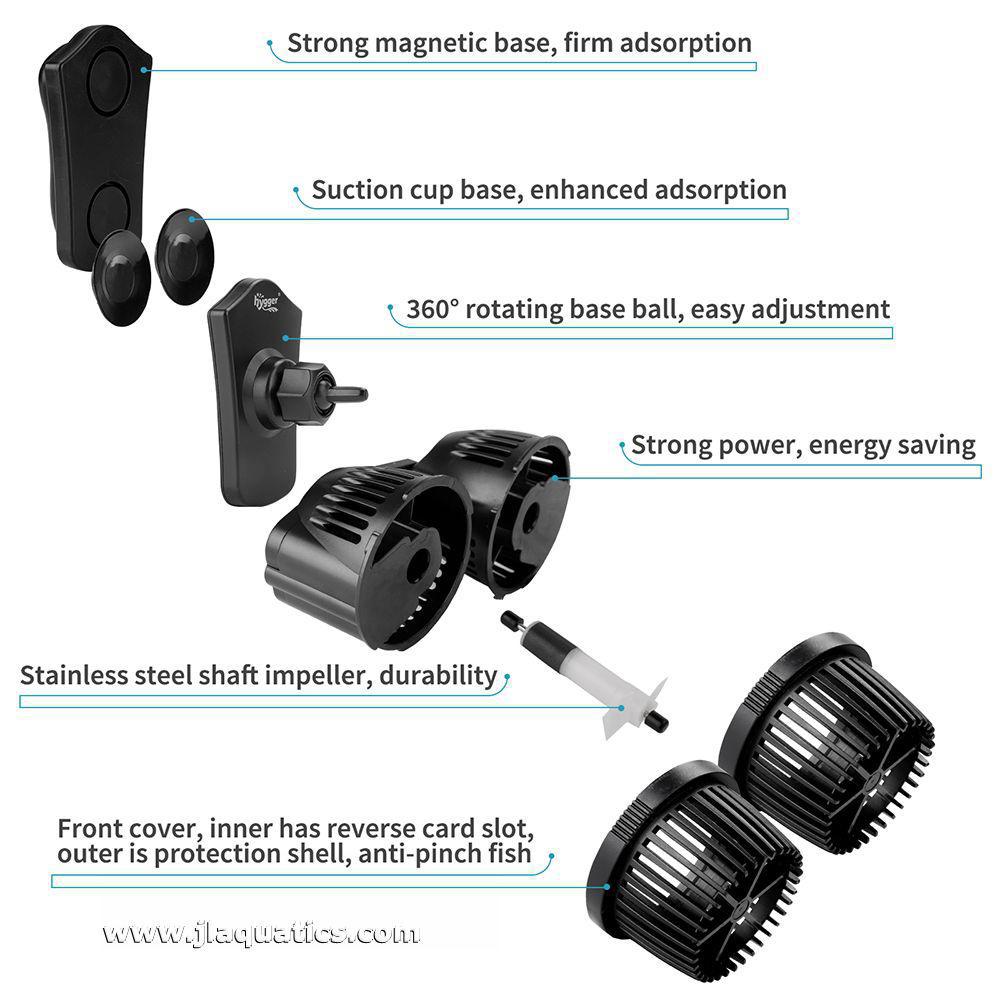 Hygger Double Aquarium Powerhead exploded diagram showing parts of this aquarium water pump.