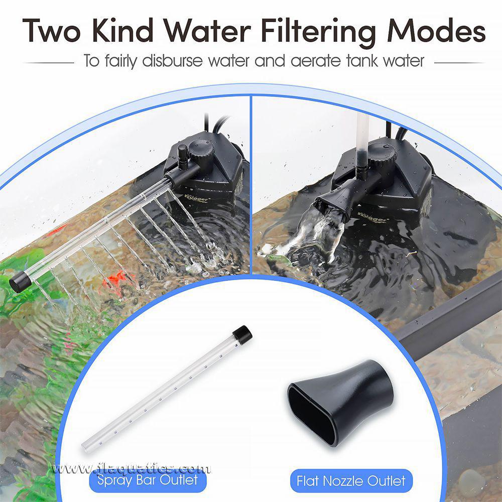 Small Hygger Internal Aquarium Filter offers two kinds of water filtering modes.