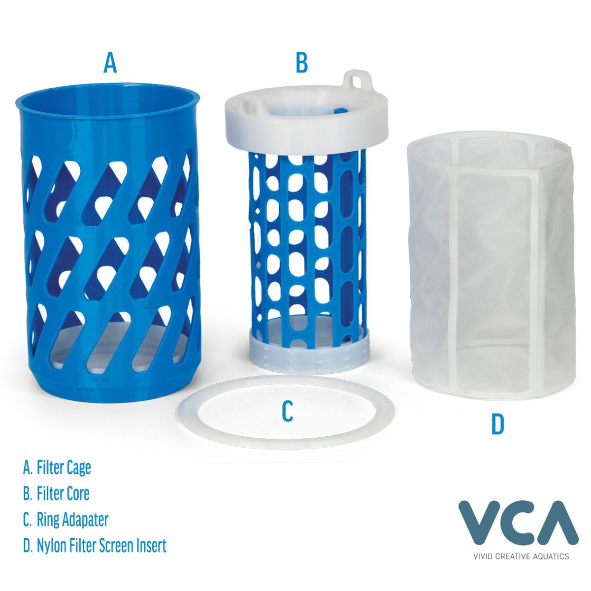 Vivid Creative NOSOK Filter Sock Replacement - 4 Inch all parts included and labeled