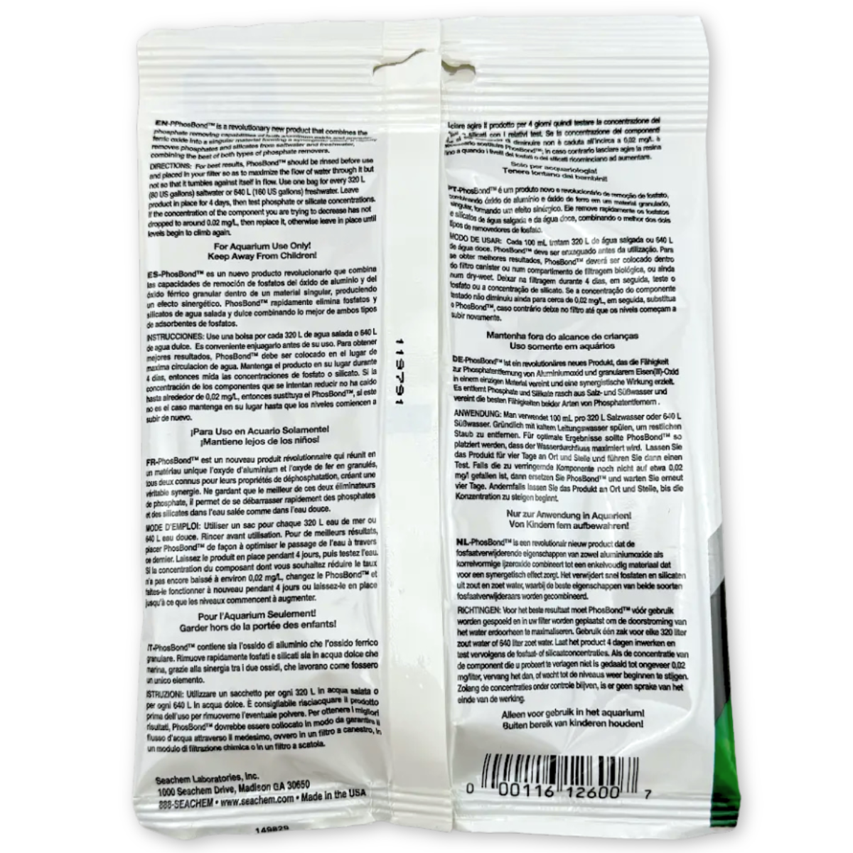 Seachem PhosBond directions and guidelines