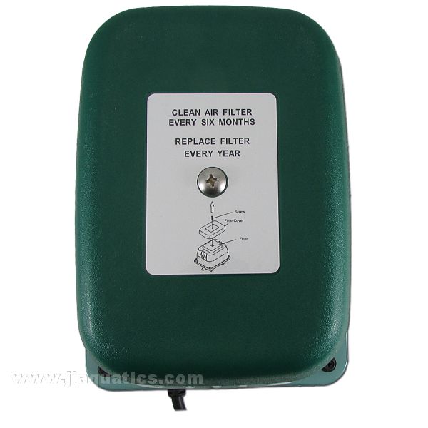 HiBlow HP 80 Air Pump top view featuring cleaning instructions and filter replacement how-to diagram  