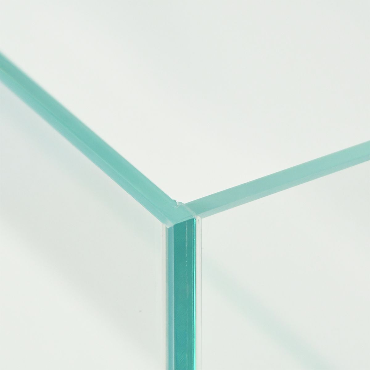 edge and corner close-up view of the Aqua Japan Rimless Ultra Clear Long 90B Aquarium