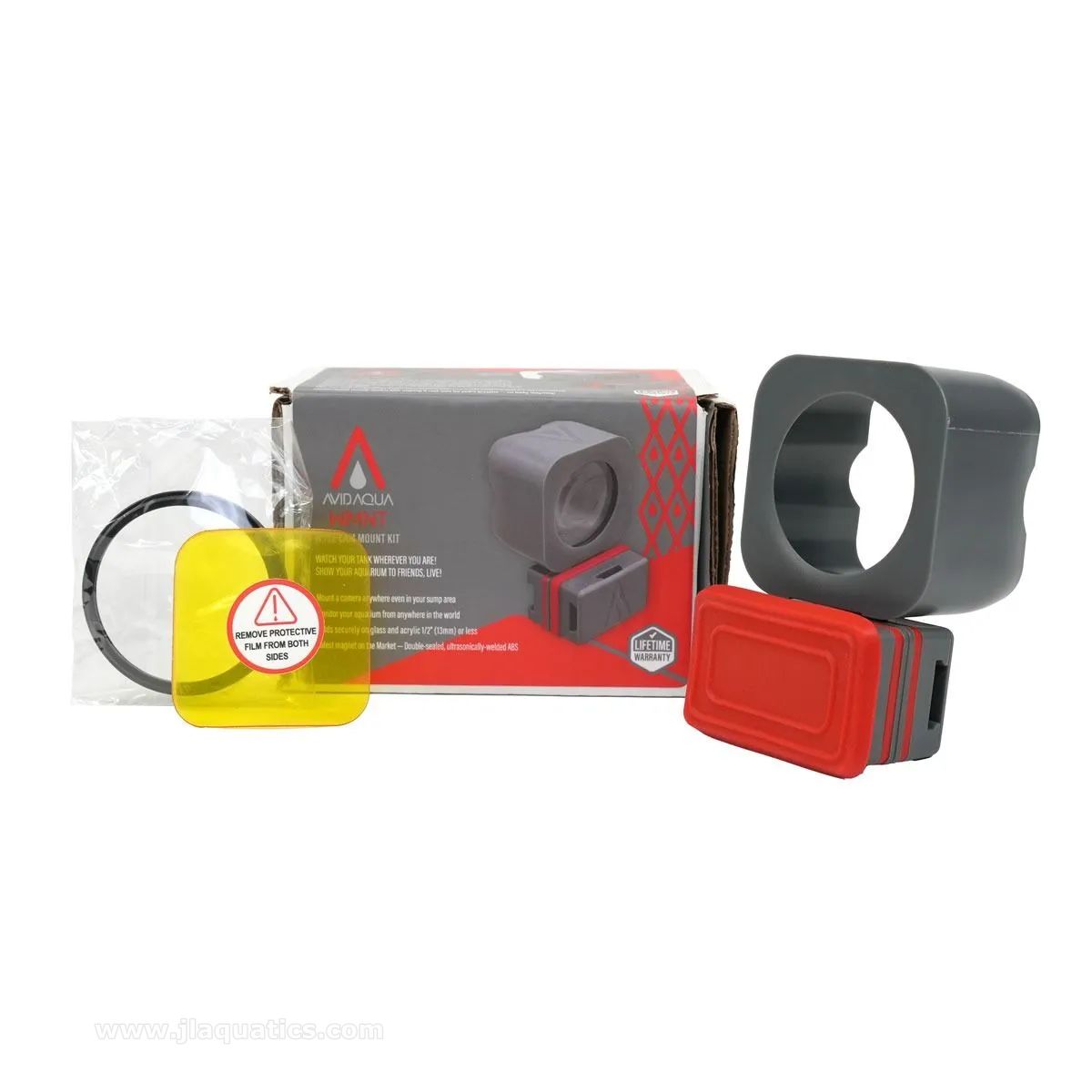 AvidAqua Wyze Camera Mount Kit with ModMag everything included: box, lense, ModMag and mount