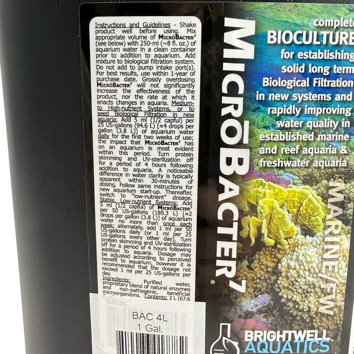 Brightwell Aquatics MicroBacter7 - 4 Liter instructions and guidelines for use 