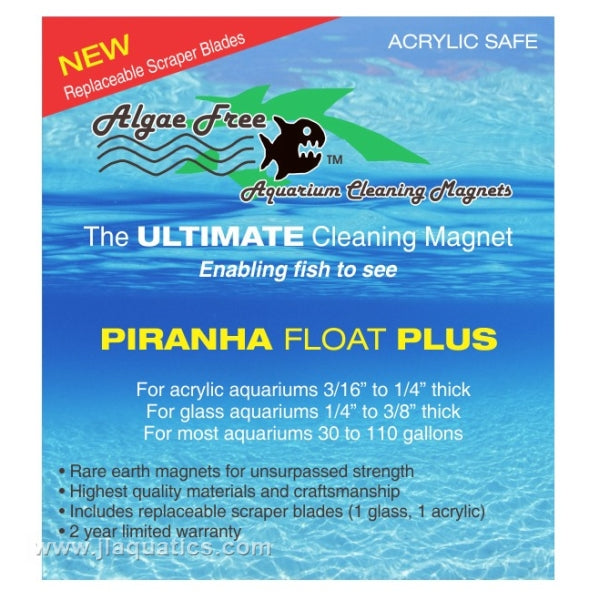 Algae Free Piranha Float Plus Cleaning Magnet label