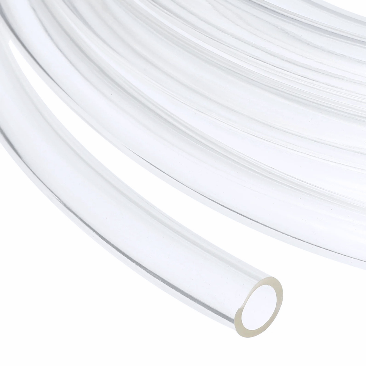 Clear Vinyl 12mm Flexible Tubing close-up of edge and material