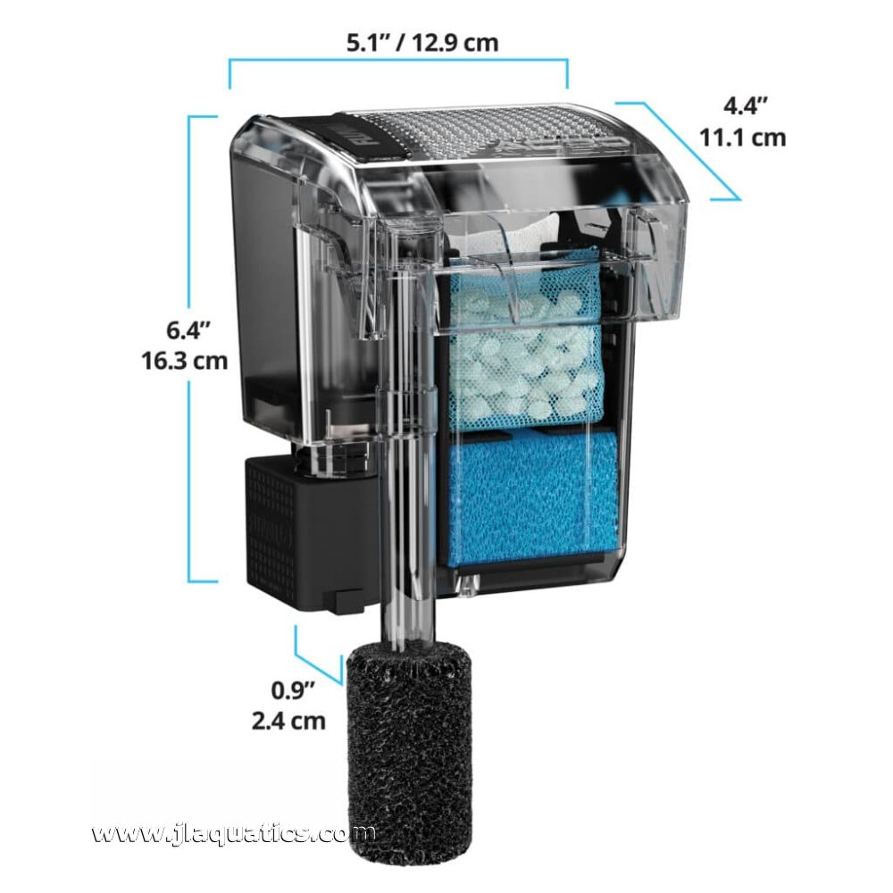  showing all parts included with this aquarium water filter.