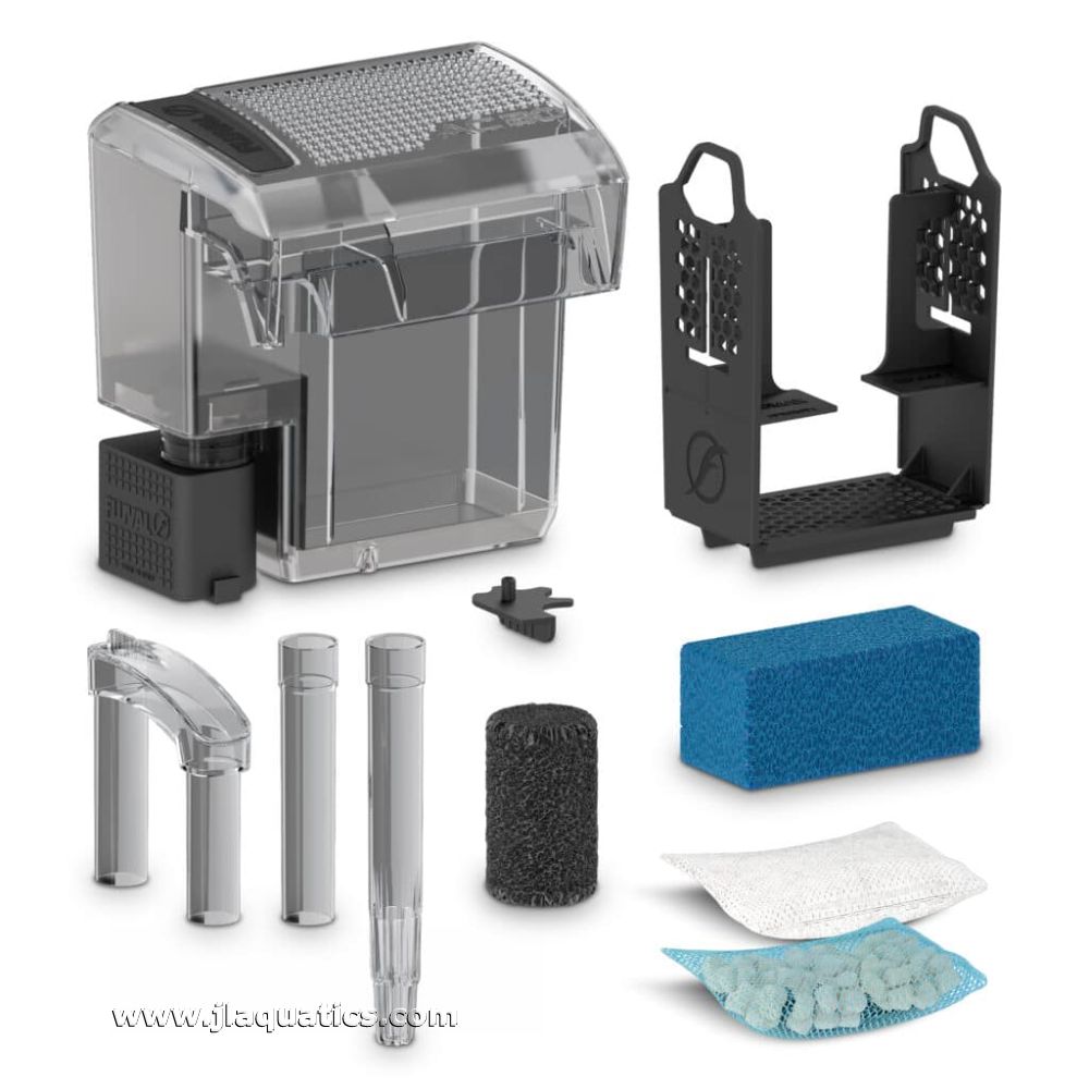 Fluval AquaClear 30 Power Filter disassembled and showing what comes with this aquarium water filter.