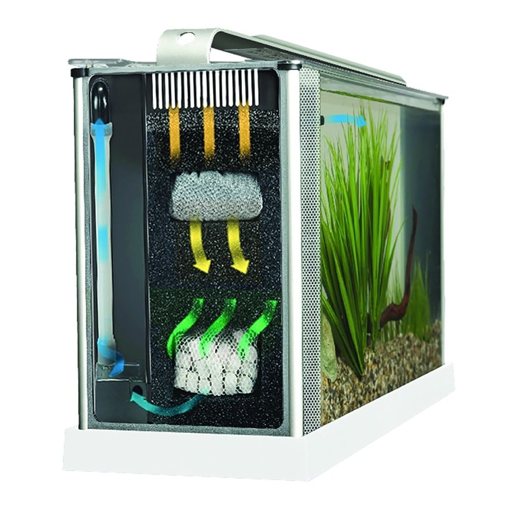 Fluval Spec/Evo/Flex 9G Replacement Foam installed and operating a freshwater aquarium.