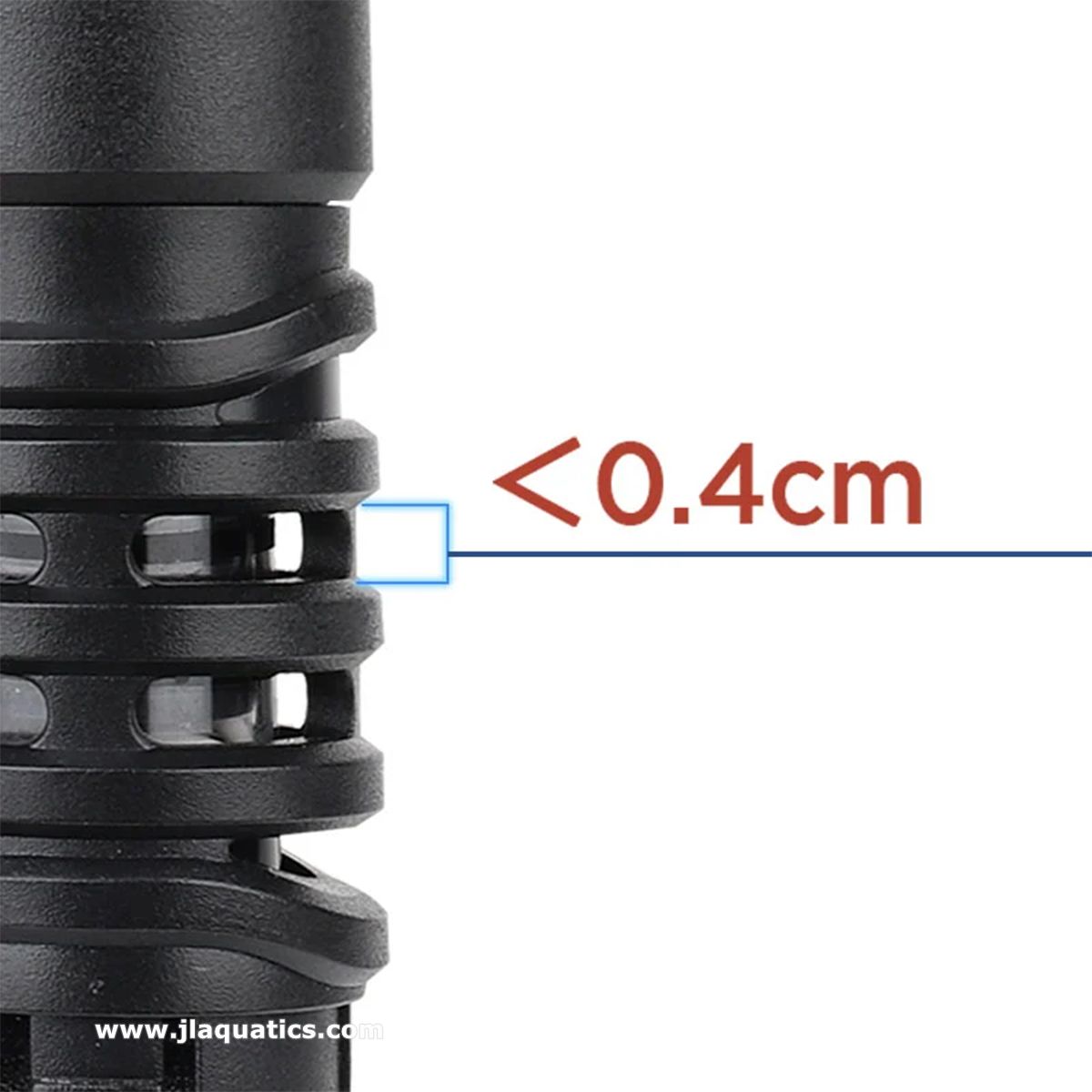 Hygger Quartz Heater. Protective sleeve close-up with <0.4cm spaces
