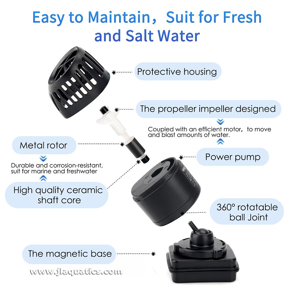 Hygger 360 Mini Aquarium Powerhead offers easy installation and maintenance.
