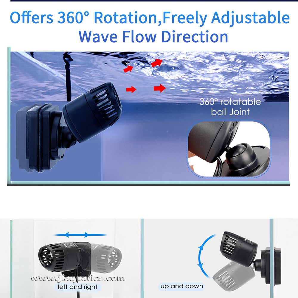 The Hygger 360 Mini Aquarium Powerhead offers 360 degree rotation and fully adjustable wave flow directions.
