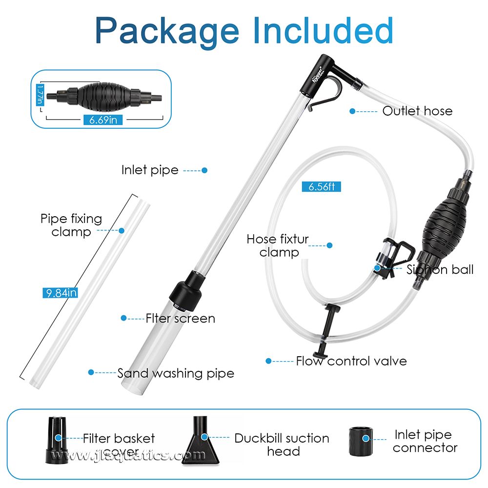 Hygger 3-in-1 Aquarium Gravel what's included in the small gravel cleaner for aquariums.
