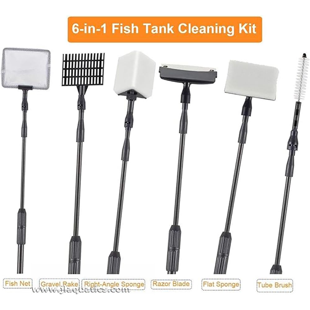 Hygger 6-in-1 Aquarium Cleaning Tool Kit has several different tools available to use.