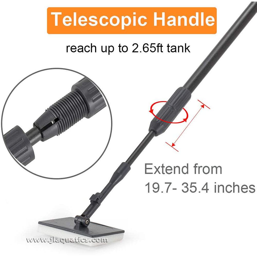 Hygger 6-in-1 Aquarium Cleaning Tool Kit has a telescopic handle that extends to over 35 inches.