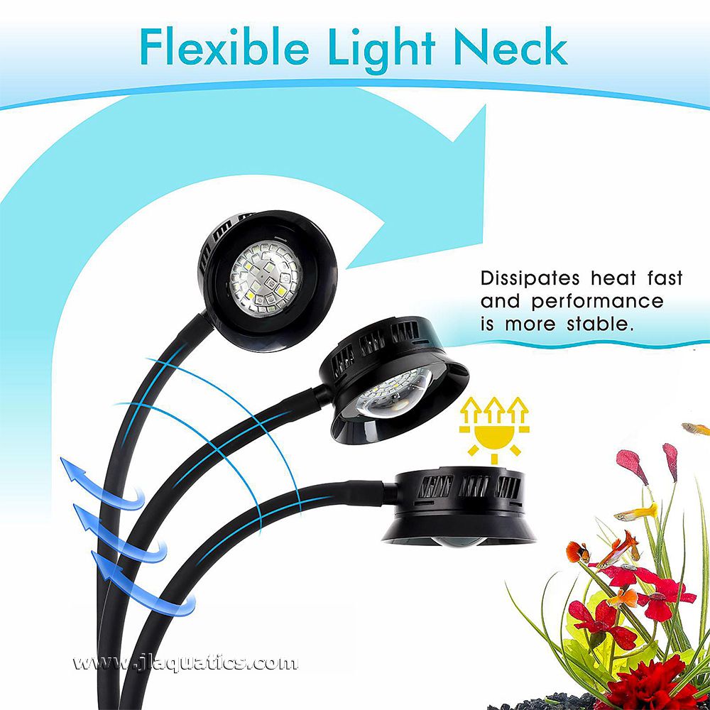 The Hygger Dimmable Marine LED Light has a flexible gooseneck for easy installation on your aquarium.