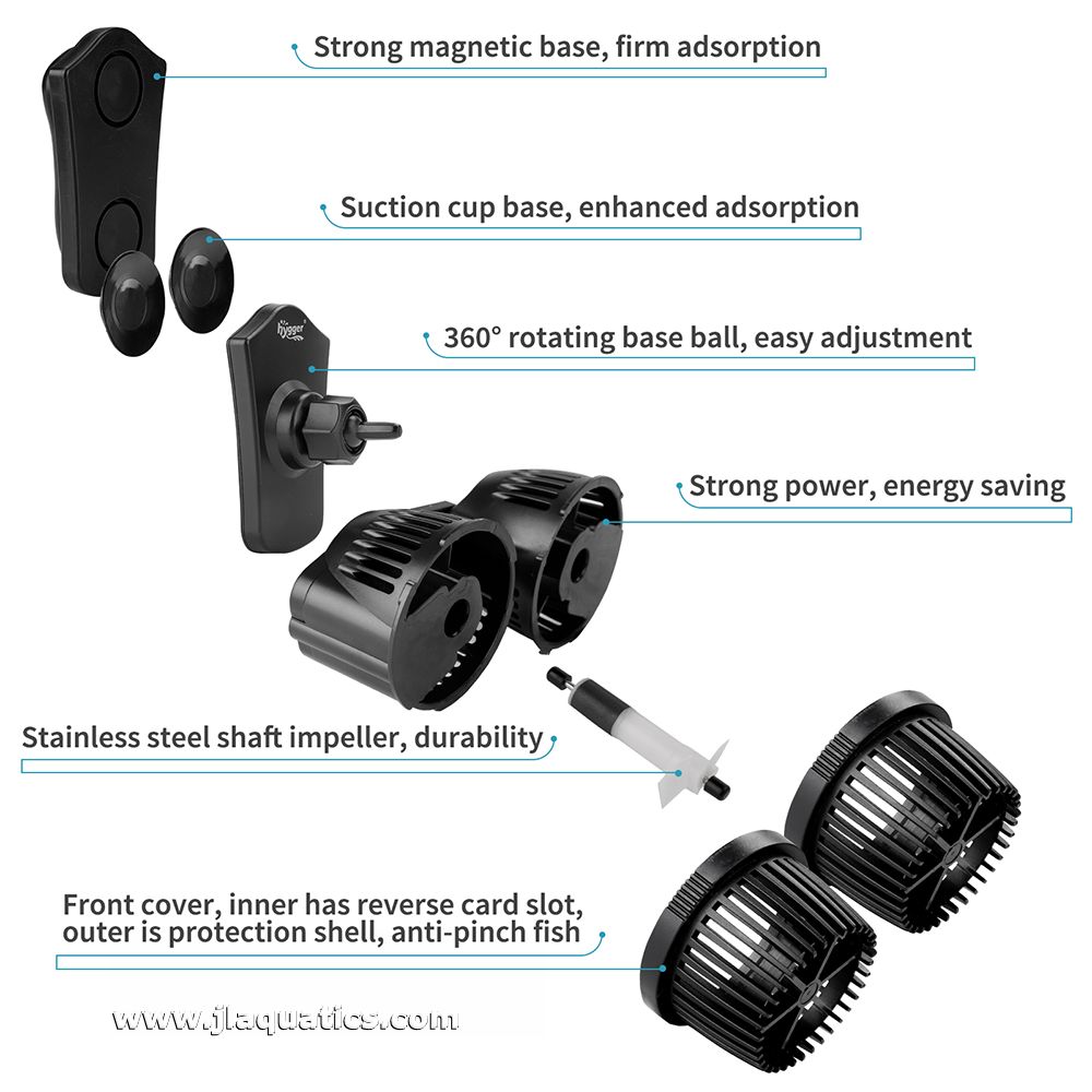 Hygger Double Aquarium Powerhead exploded diagram showing parts of this aquarium water pump.