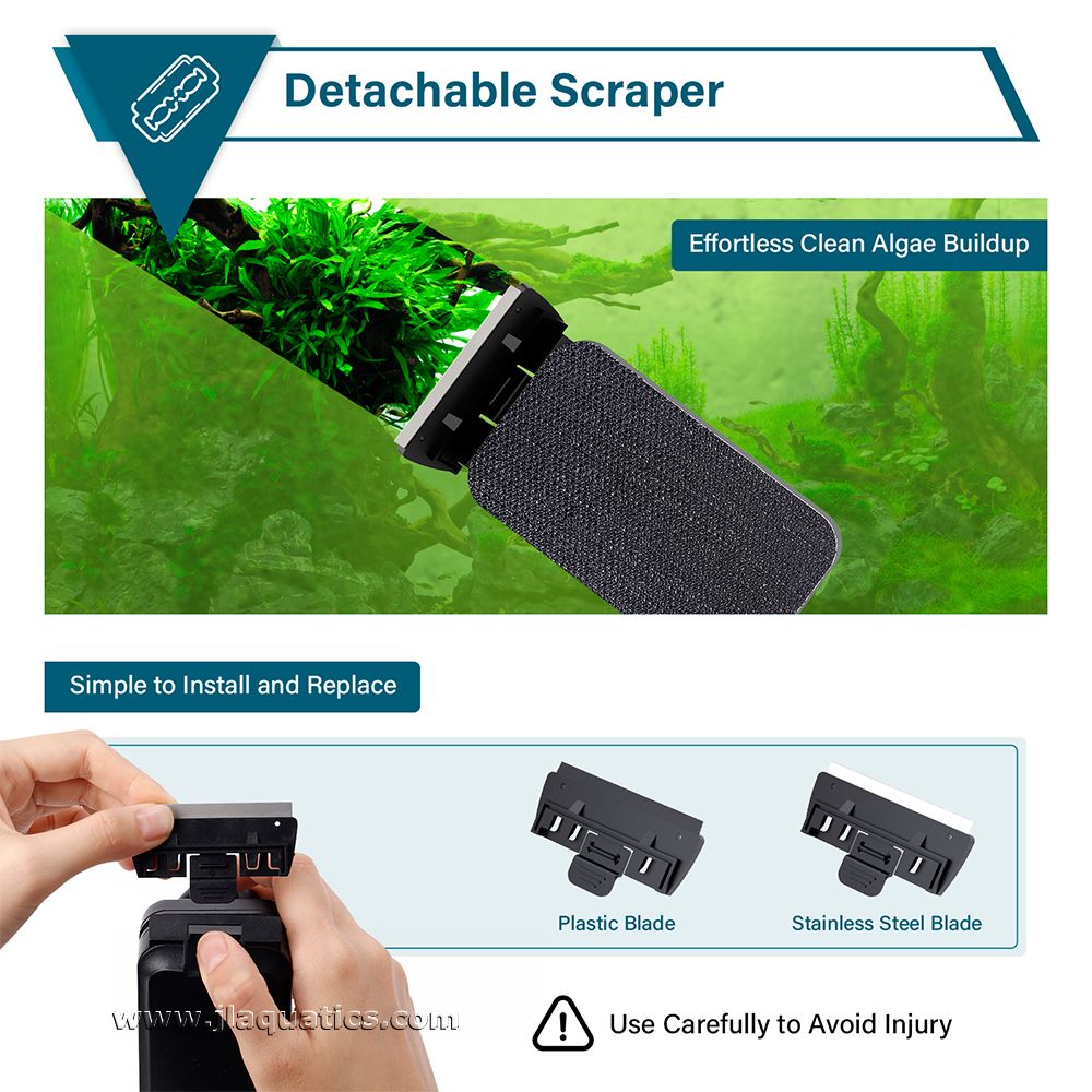 The Large Hygger Glass Aquarium Cleaning Magnet  comes with a detachable scraper.
