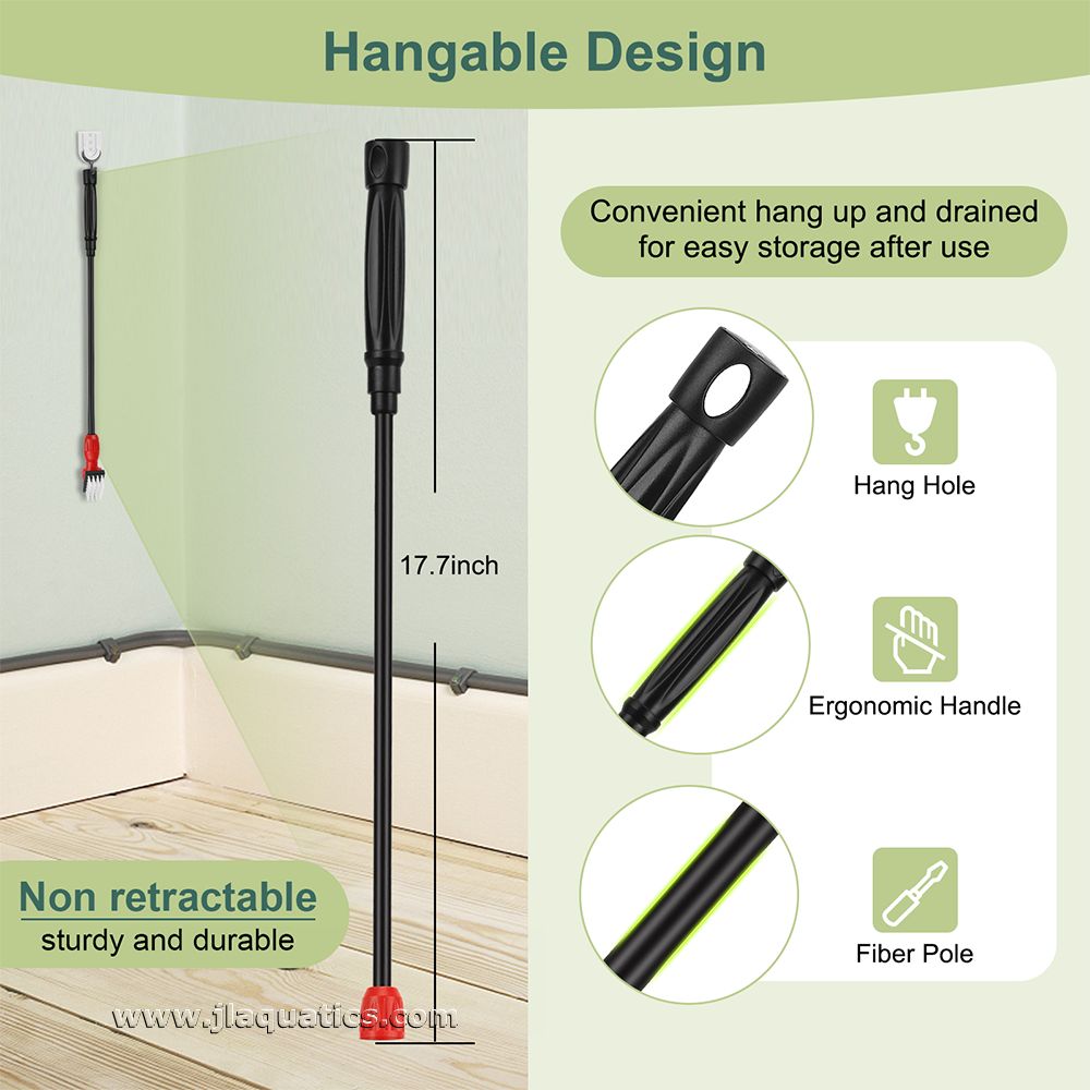 Hygger Small Multi-Use Aquarium Cleaning Kit can be hung on the wall for convenience.