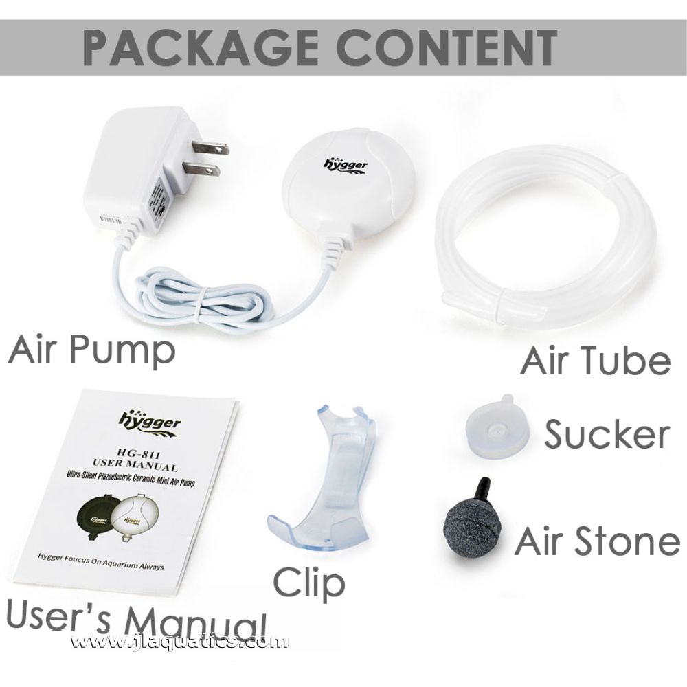 Hygger Piezoelectric Ceramic Air Pump - White package contents