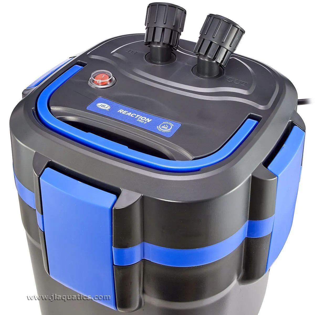 JBJ Reaction Pro 2 Canister Filter with UV - RPC-100 close up with in and out connections