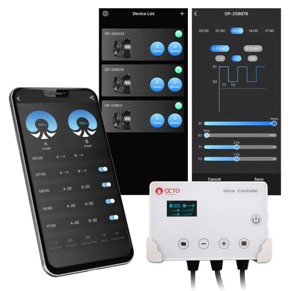 Reef Octopus Octo Pulse Wave Pump app connectivity that supports multiple pumps