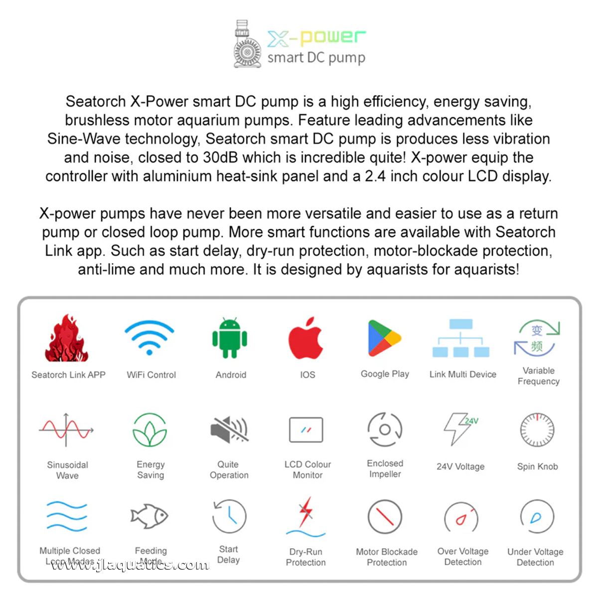 Seatorch X-Power Smart DC Pump and app features and benefits 