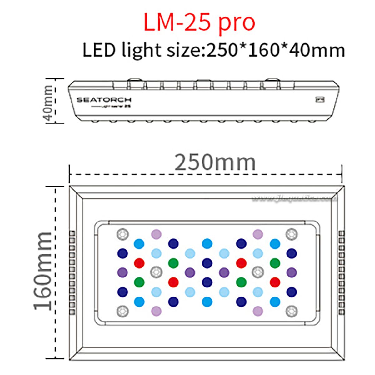Dimensions of the Seatorch LM-25 Pro LED Light
