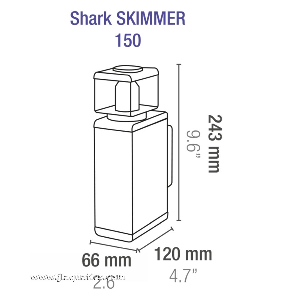 Dimensions of the Sicce Shark 150 Internal Skimmer