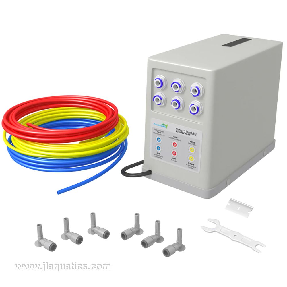 Aquatic Life Smart Buddie RO Booster Pump with everything that is included in the box