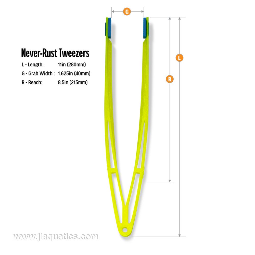 Vivid Creative Never Rust Aquarium Tweezers dimensions including Length, Grab Width, and Reach 